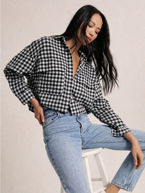 Abercrombie & Fitch Tops - Abercrombie & Fitch Soft A&F Collection 90s Cropped‎ Flannel Shirt Size Small